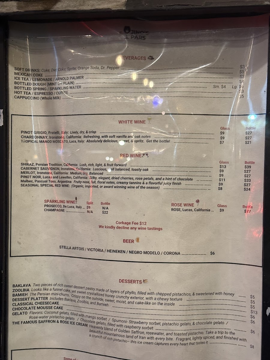 Jino's Pars - Persian restaurant Los Angeles Menu - Image 4